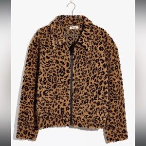 Madewell Sherpa Bomber Jacket in Leopard